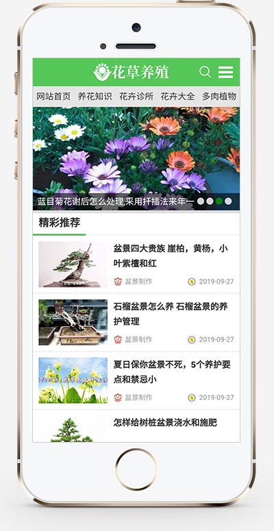 (PC+WAP)花卉养殖新闻资讯类模板 绿色花草植物网站源码下载