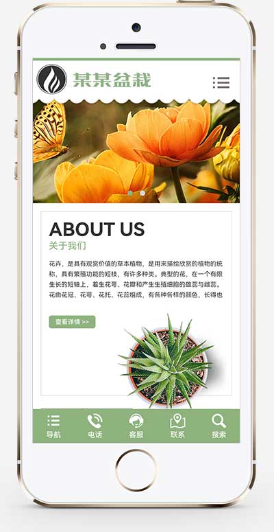 (自适应手机端)响应式绿植花卉盆栽网站模板 办公室盆栽租赁网站源码下载