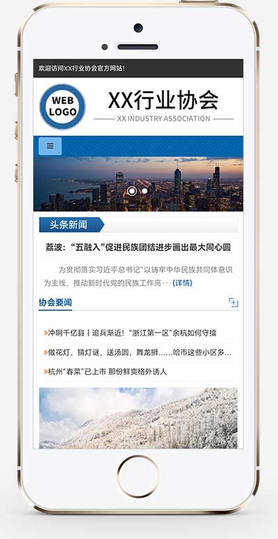 (自适应手机端)行业协会工会类网站模板 机构单位网站源码下载