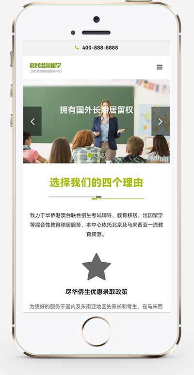 (自适应手机端)移民出国留学类网站模板 教育培训机构网站源码下载